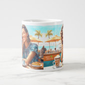 Meisje met koffiepauze grote koffiekop (Voorkant)