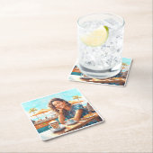 Meisje met koffiepauze kartonnen onderzetters (Insitu)