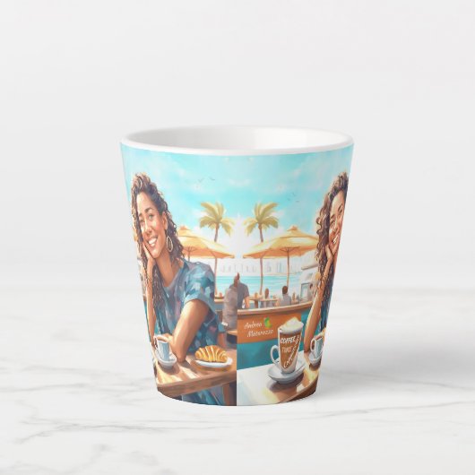 Meisje met koffiepauze latte mok (Voorkant)