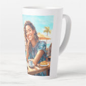 Meisje met koffiepauze latte mok (Rechterhoek)