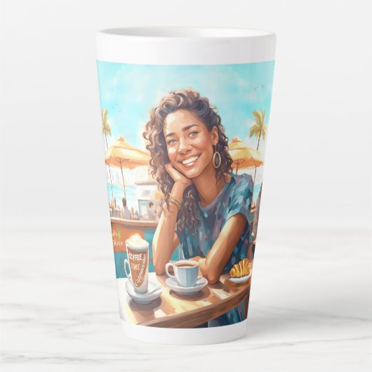 Meisje met koffiepauze latte mok (Voorkant)