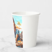 Meisje met koffiepauze papieren bekers (Links)