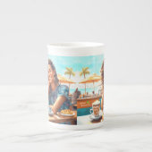 Meisje met koffiepauze porselein kop (Voorkant)