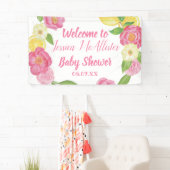 Meisje met krans Roze rozen Gele citroen Baby Show Spandoek (Insitu)
