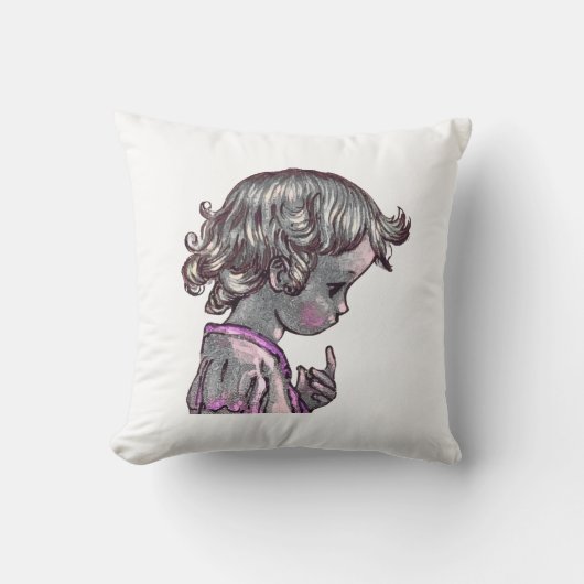 Meisje met krullen vierkante kussen (Voorkant)