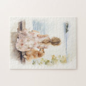 Meisje met labrador legpuzzel (Horizontaal)