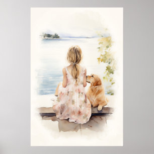 Meisje met labrador poster
