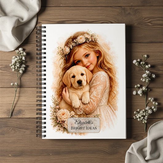Meisje Met Labrador Puppy Notitieboek