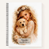 Meisje Met Labrador Puppy Notitieboek (Voorkant)