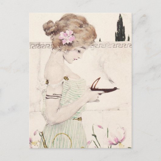 Meisje met Lamp Art Briefkaart (Voorkant)