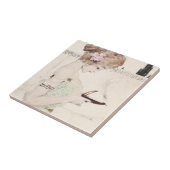 Meisje met Lamp Art Nouveau Tile Tegeltje (Zijkant)