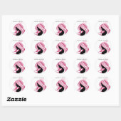 Meisje met Lang Roze Haar Kapsalon Ronde Sticker (Vel)