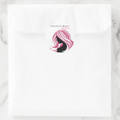 Meisje met Lang Roze Haar Kapsalon Ronde Sticker (Tas)