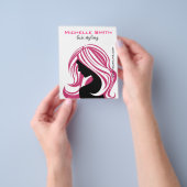 Meisje met Lang Roze Haar Kapsalon Schoonheidssalo Flyer (Hand)