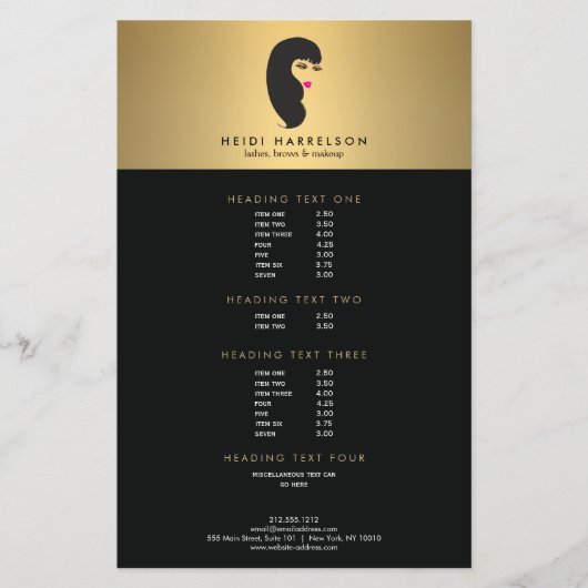 Meisje met Lashes op Faux Gold Beauty Flyer (Voorkant)