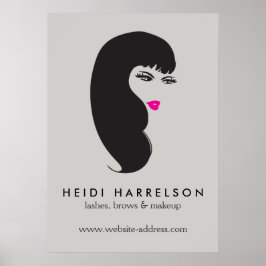 Meisje met Lashes op Lt Grey Beauty Poster