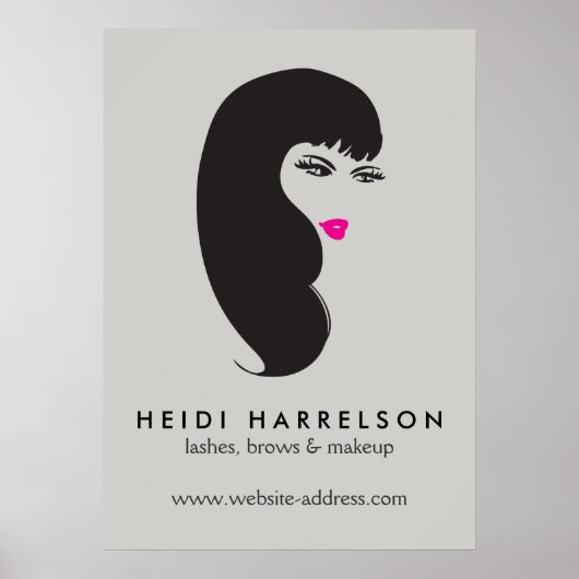 Meisje met Lashes op Lt Grey Beauty Poster (Voorkant)