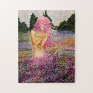 Meisje met lavender Aroma Jigzaag Puzzle Painting Legpuzzel