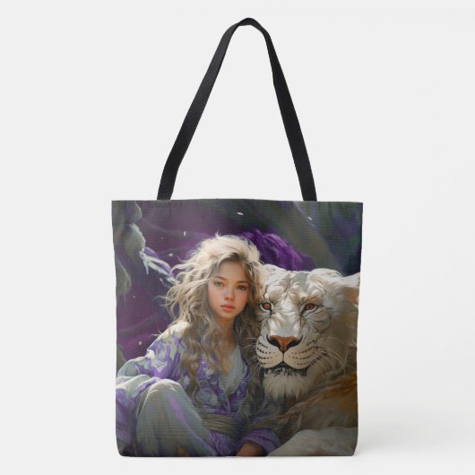 Meisje met leeuw tote bag (Voorkant)