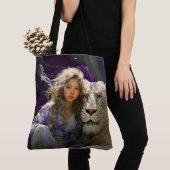 Meisje met leeuw tote bag (Dichtbij)