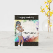  meisje met lelieverjaardag kaart (Gele Bloem)