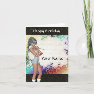 meisje met lelieverjaardag kaart