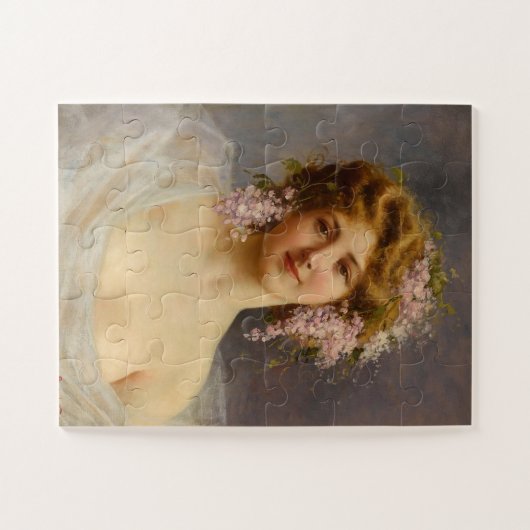 Meisje met Lilacs, Achille Beltrame Art Legpuzzel (Horizontaal)