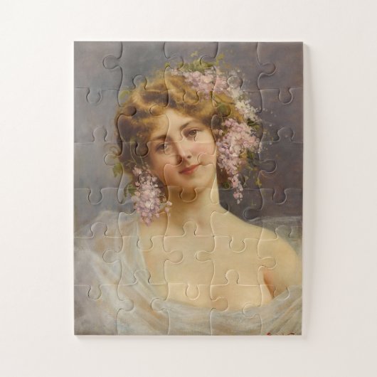Meisje met Lilacs, Achille Beltrame Art Legpuzzel (Verticaal)