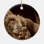 Meisje met Lion en Teddy Bear Keramisch Ornament (Achterkant)