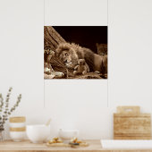 Meisje met Lion en Teddy Bear Poster (Keuken)
