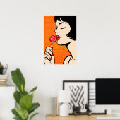 Meisje met Lollipopl Pop Art Poster (Thuiskantoor)