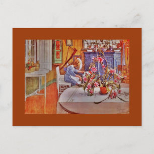 Meisje met Loom en Flowers Briefkaart