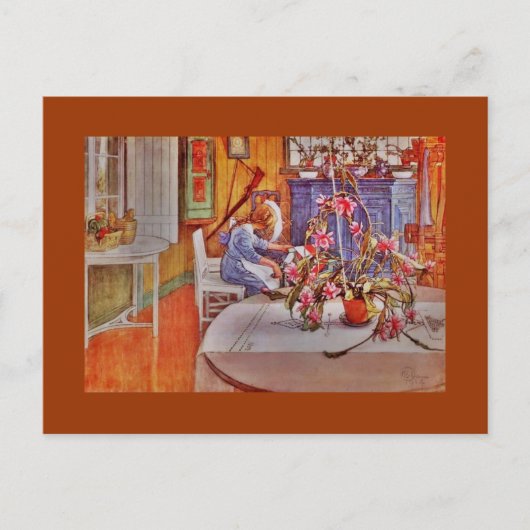 Meisje met Loom en Flowers Briefkaart (Voorkant)