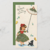 meisje met loophond op moederdag feestdagenkaart (Voorkant / Achterkant)