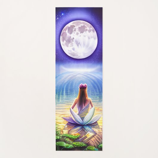 Meisje met Lotus Flower Full Moon Yogamat (Voorkant)