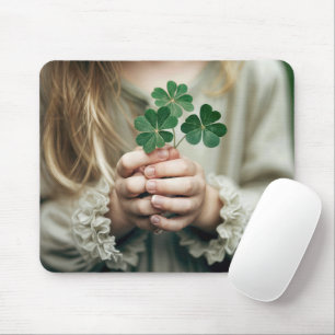 Meisje met Lucky Clovers Muismat