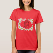 Meisje met madeliefjes rond, T-shirt (Voorkant)