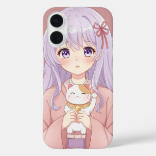 Meisje met Maneki-Neko door Natasha Us iPhone 16 Hoesje