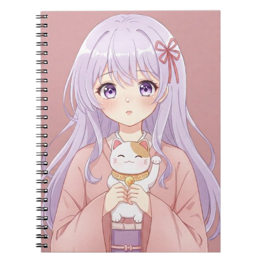 Meisje met Maneki-Neko door Natasha Us Notitieboek (Voorkant)