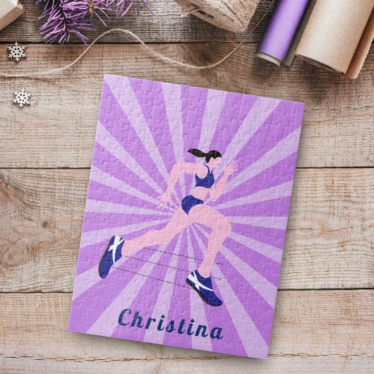 Meisje met marathonloper Jogger Pink Name Cute Legpuzzel
