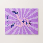 Meisje met marathonloper Jogger Pink Name Cute Legpuzzel (Horizontaal)