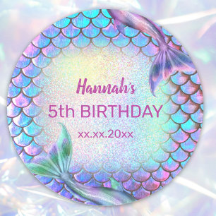 meisje met mermaid Birthday Ronde Sticker