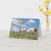 meisje met mijt in de tuin kaart (Gele Bloem)