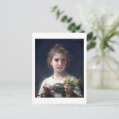 Meisje met Mimosa, Bouguereau Briefkaart (Staand voorkant)
