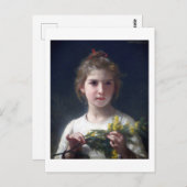 Meisje met Mimosa, Bouguereau Briefkaart (Voorkant / Achterkant)