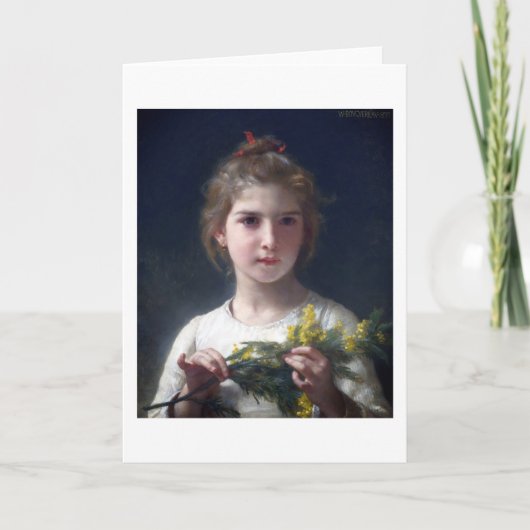 Meisje met Mimosa, Bouguereau Kaart (Voorkant)