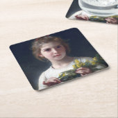 Meisje met Mimosa, Bouguereau Kartonnen Onderzetters (Schuin)
