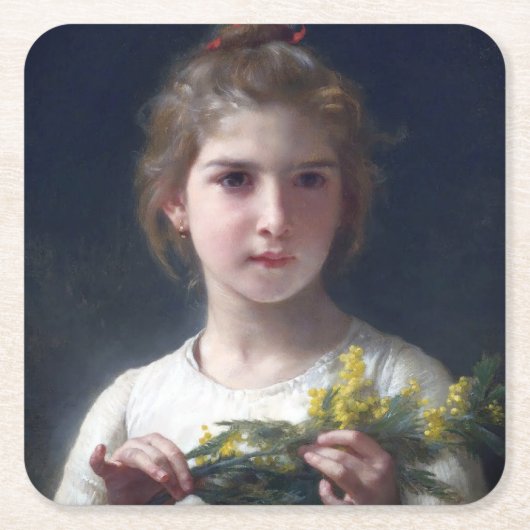 Meisje met Mimosa, Bouguereau Kartonnen Onderzetters (Voorkant)