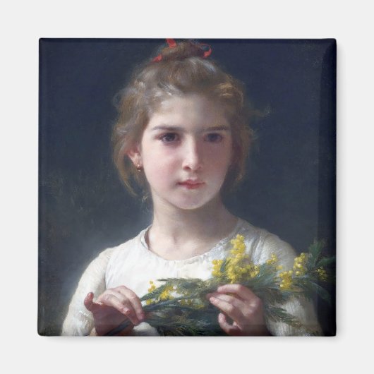 Meisje met Mimosa, Bouguereau Magneet (Voorkant)