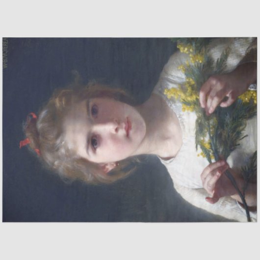 Meisje met Mimosa, Bouguereau Tissuepapier (Voorkant)